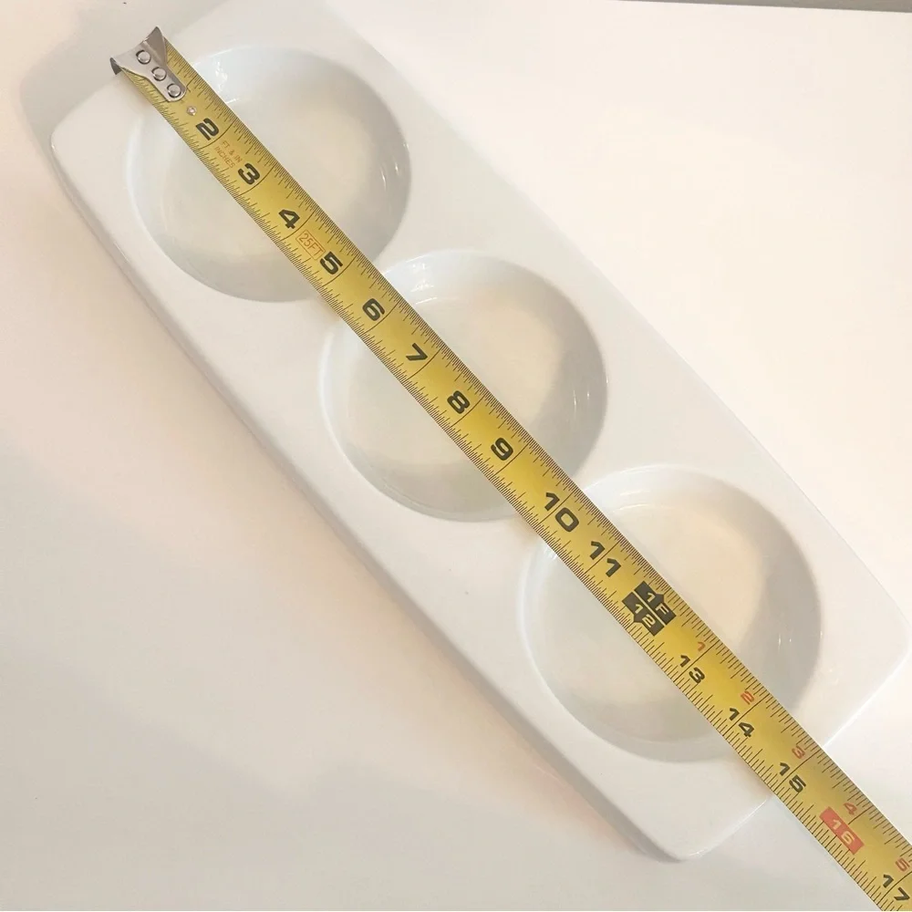 Crate Barrel Bret Bortner Condiment Spoon Ladle Rest Divided Serving Tray Plate